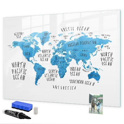 Tablă magnetică de scris Hartă a lumii pentru personalizarea fotografiilor