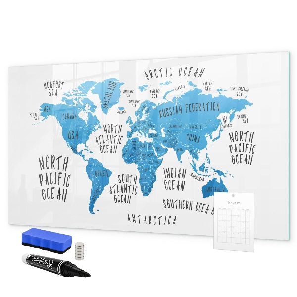 Tablă magnetică de scris Hartă a lumii pentru personalizarea fotografiilor