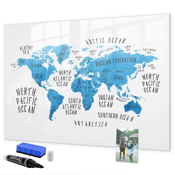 Tablă magnetică de scris Hartă a lumii pentru personalizarea fotografiilor