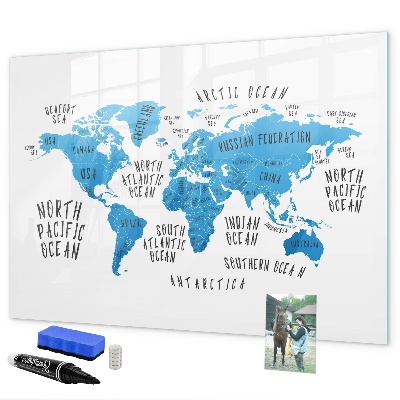 Tablă magnetică de scris Hartă a lumii pentru personalizarea fotografiilor