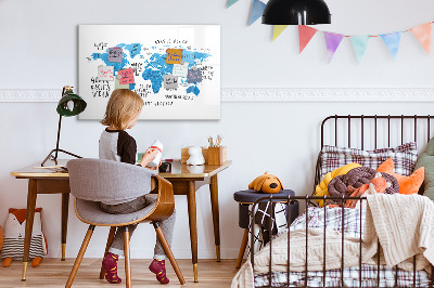Tablă magnetică de scris Hartă a lumii pentru personalizarea fotografiilor