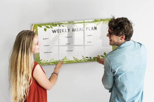 Tablă cu marker Planul de mese pentru săptămână