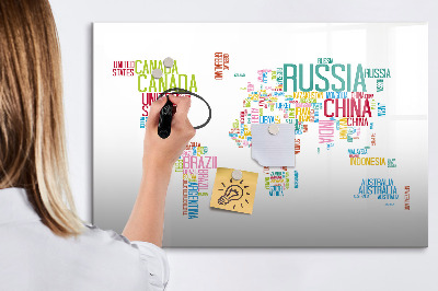 Tablă magnetică de scris O hartă a lumii cu amintiri personale