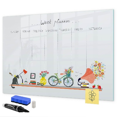 Tablă cu marker Planificator săptămânal cu fotografii și notițe