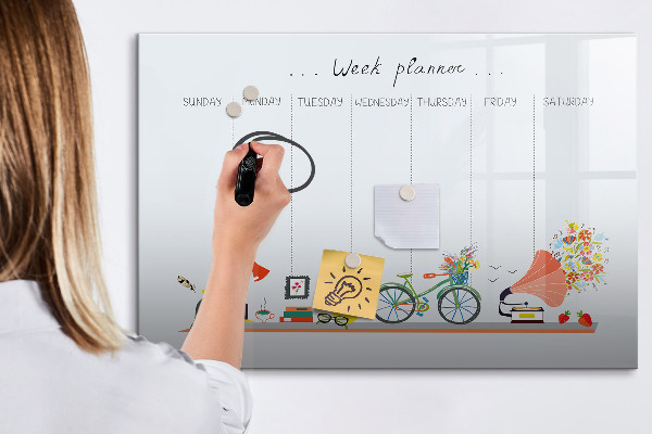 Tablă cu marker Planificator săptămânal cu fotografii și notițe