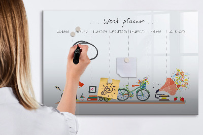 Tablă cu marker Planificator săptămânal cu fotografii și notițe