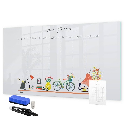 Tablă cu marker Planificator săptămânal cu fotografii și notițe