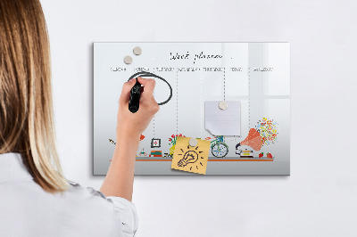 Tablă cu marker Planificator săptămânal cu fotografii și notițe