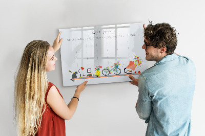 Tablă cu marker Planificator săptămânal cu fotografii și notițe