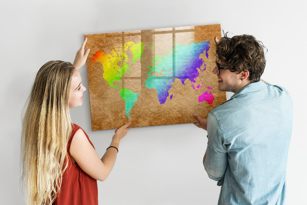 Tablă cu marker Hartă colorată cu locuri pentru fotografii