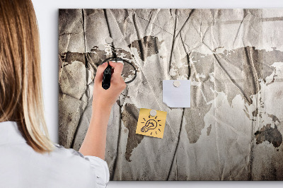 Tablă cu marker Hartă a lumii cu fotografii și accesorii