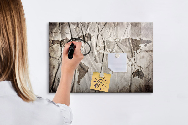 Tablă cu marker Hartă a lumii cu fotografii și accesorii