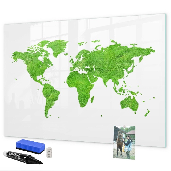 Tablă magnetică de scris Hartă verde cu locuri pentru fotografii