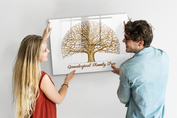 Tablă cu marker Arbore genealogic cu spațiu pentru fotografii