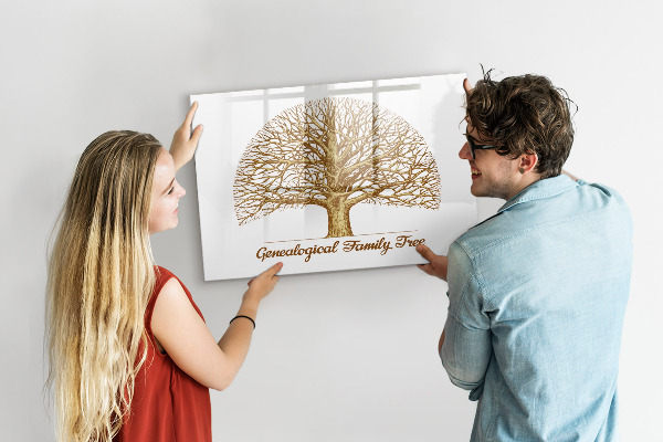 Tablă cu marker Arbore genealogic cu spațiu pentru fotografii