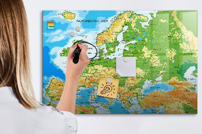 Tablă magnetică de scris O hartă a Europei pentru amintiri personale