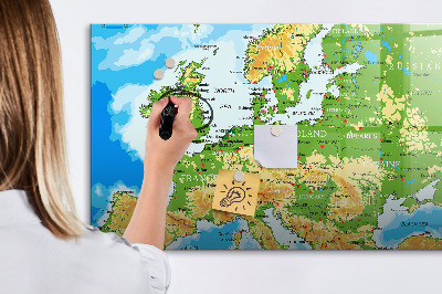 Tablă magnetică de scris O hartă a Europei pentru amintiri personale
