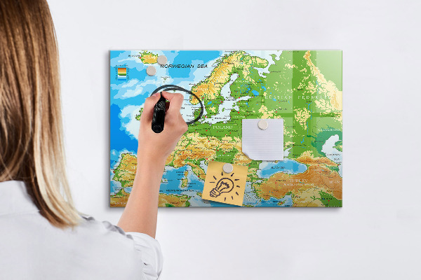 Tablă magnetică de scris O hartă a Europei pentru amintiri personale