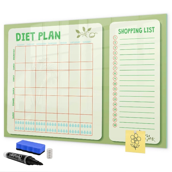 Tablă cu marker Plan de dietă și listă de cumpărături