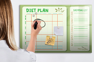 Tablă cu marker Plan de dietă și listă de cumpărături