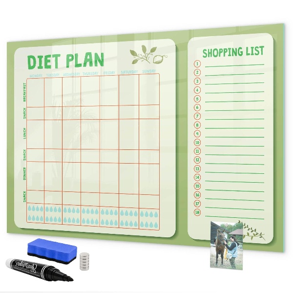 Tablă cu marker Plan de dietă și listă de cumpărături