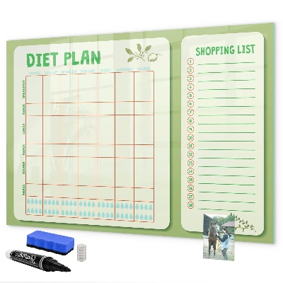 Tablă cu marker Plan de dietă și listă de cumpărături