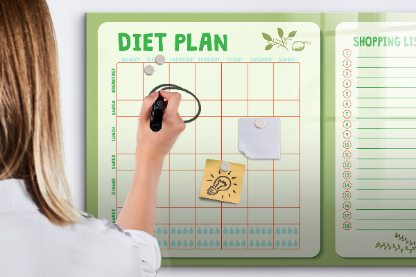 Tablă cu marker Plan de dietă și listă de cumpărături