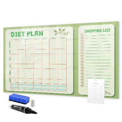Tablă cu marker Plan de dietă și listă de cumpărături