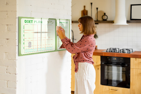 Tablă cu marker Plan de dietă și listă de cumpărături