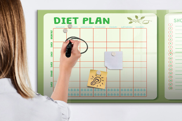 Tablă cu marker Plan de dietă și listă de cumpărături