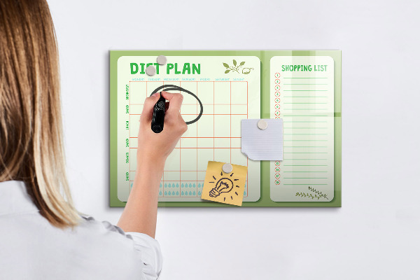 Tablă cu marker Plan de dietă și listă de cumpărături