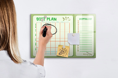 Tablă cu marker Plan de dietă și listă de cumpărături