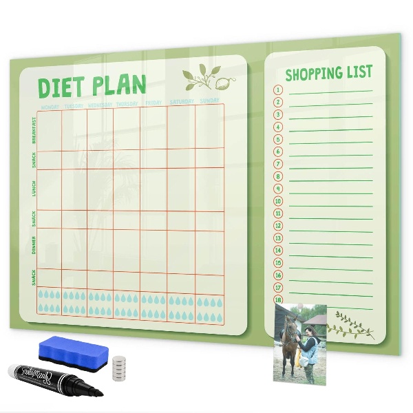 Tablă cu marker Plan de dietă și listă de cumpărături