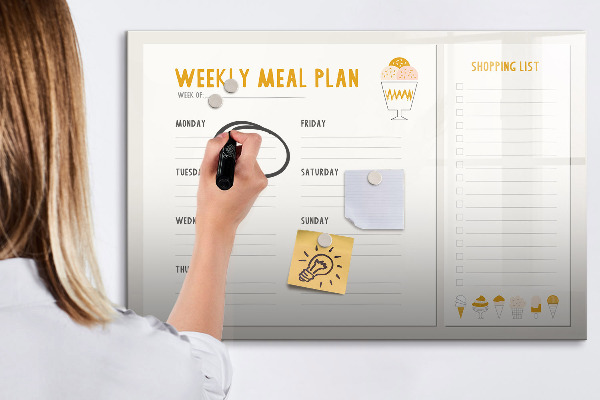 Tablă magnetică de scris Planul de mese pentru săptămână