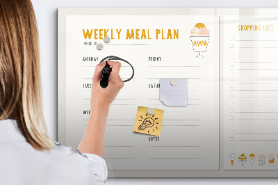 Tablă magnetică de scris Planul de mese pentru săptămână