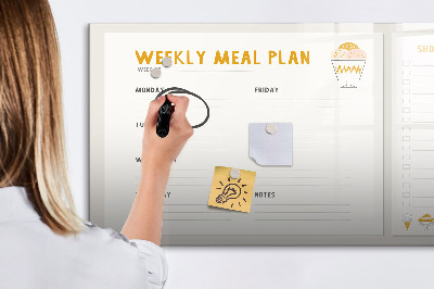 Tablă magnetică de scris Planul de mese pentru săptămână