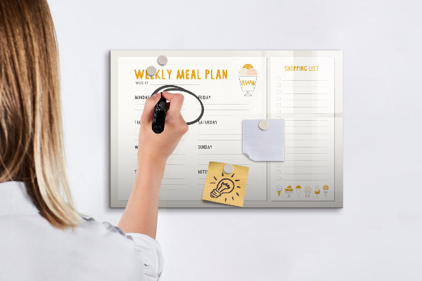 Tablă magnetică de scris Planul de mese pentru săptămână