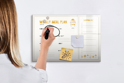 Tablă magnetică de scris Planul de mese pentru săptămână