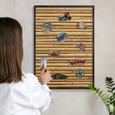 Panou magnetic mural decorativ cadru negru Model de bambus