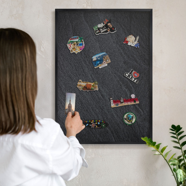 Panou magnetic mural decorativ cadru negru Textură gri