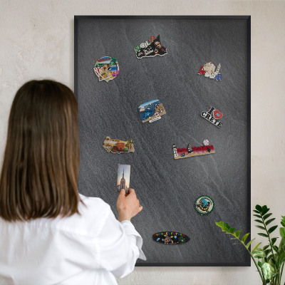 Panou magnetic mural decorativ cadru negru Textură gri