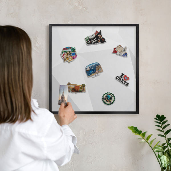 Panou magnetic mural decorativ cadru negru Geometrie albă
