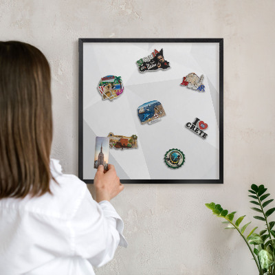 Panou magnetic mural decorativ cadru negru Geometrie albă