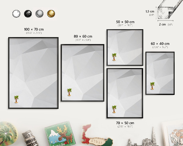 Panou magnetic mural decorativ cadru negru Geometrie albă