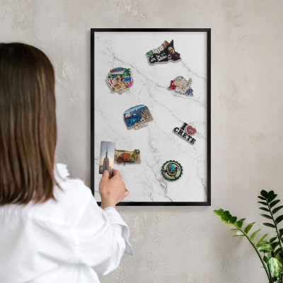 Panou magnetic mural decorativ cadru negru Model de marmură