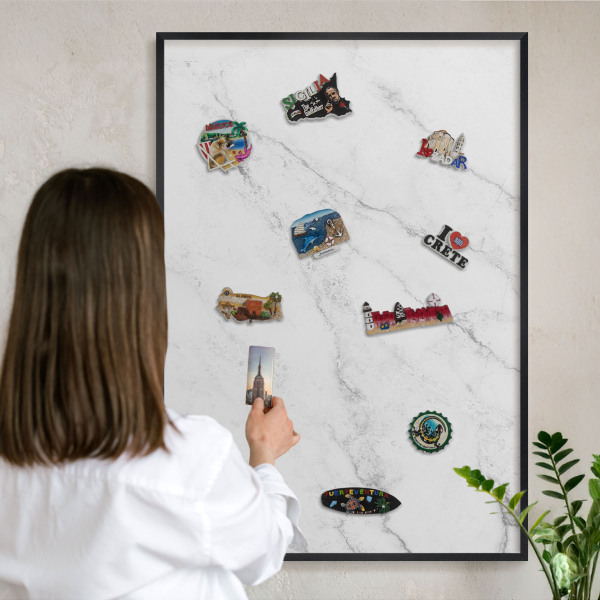 Panou magnetic mural decorativ cadru negru Model de marmură