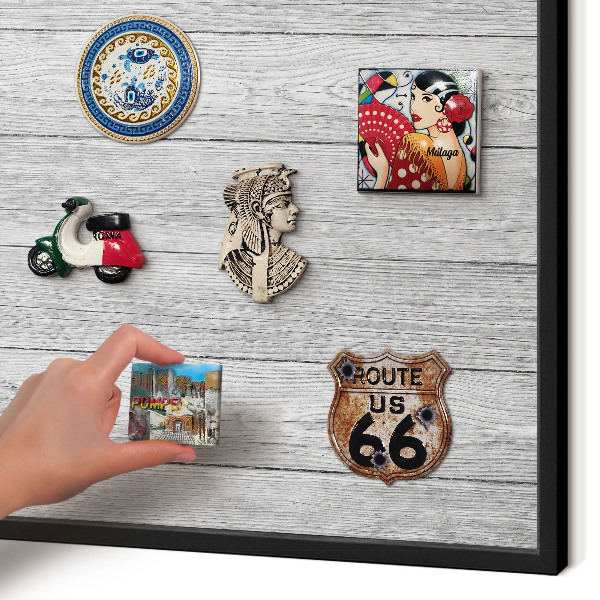 Panou magnetic mural decorativ cadru negru Textură de lemn