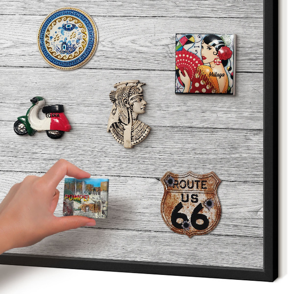 Panou magnetic mural decorativ cadru negru Textură de lemn
