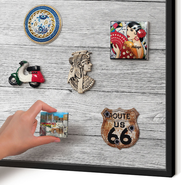 Panou magnetic mural decorativ cadru negru Textură de lemn