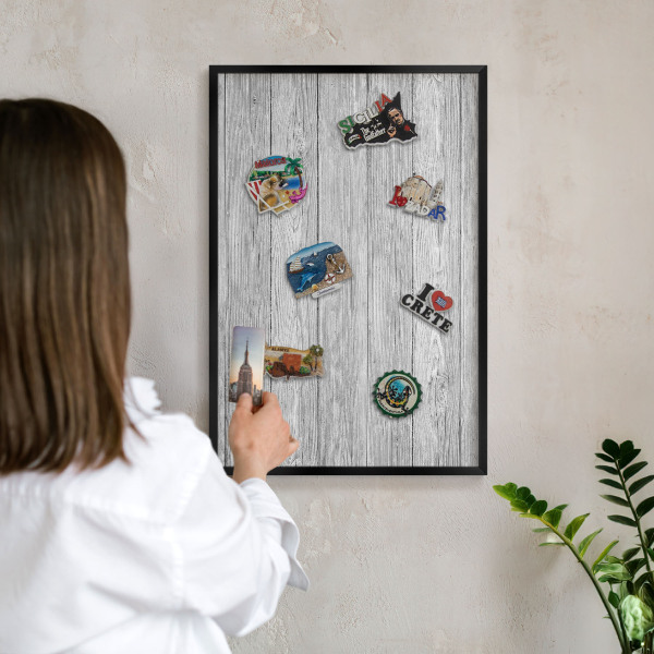 Panou magnetic mural decorativ cadru negru Textură de lemn